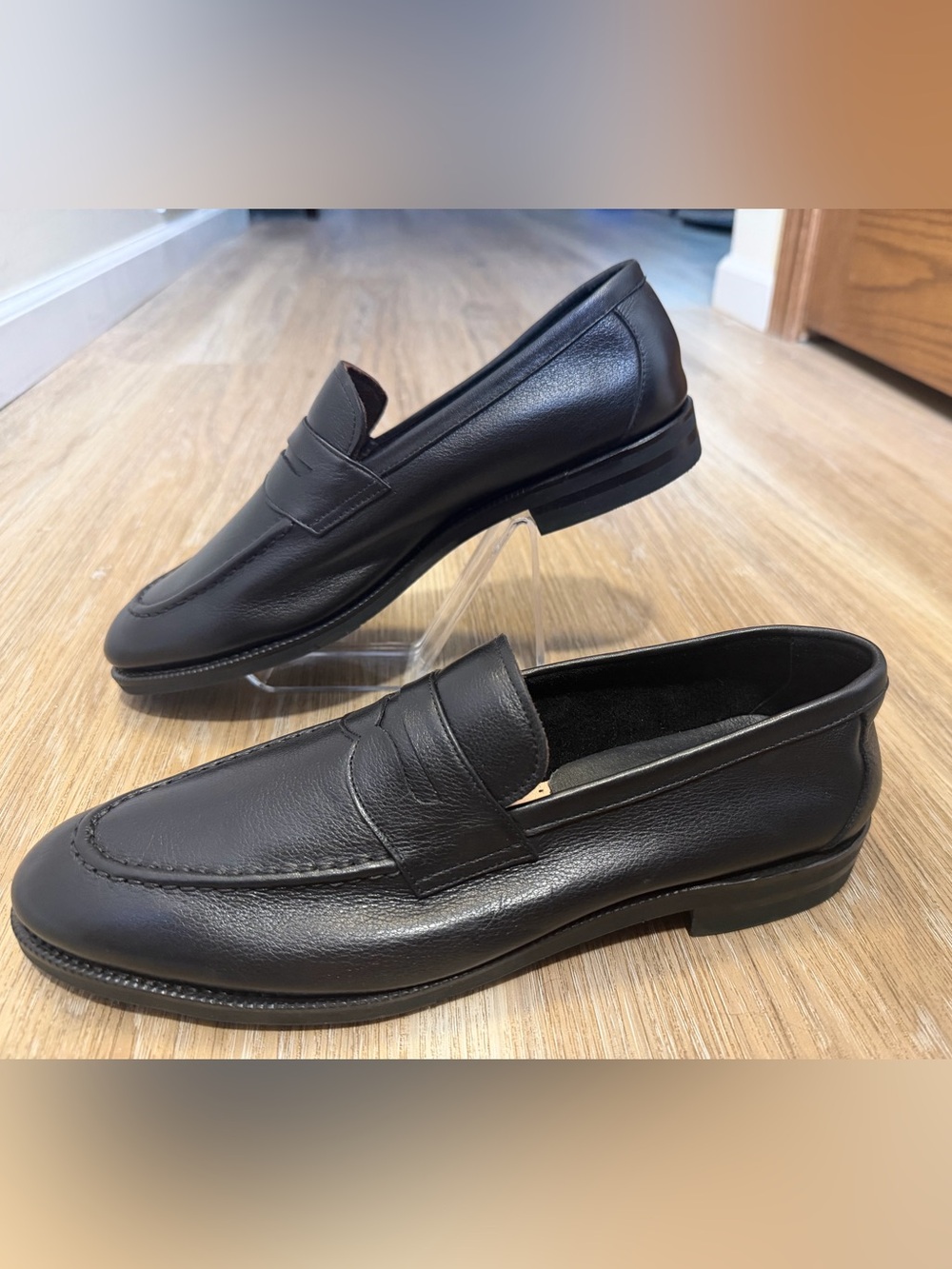 MEERMIN 514511 Black Softcalf Leather Penny Loafers UK 9 US 10 NEW Spain